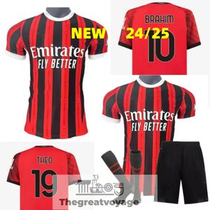 23 24 Maglia Milan Giroud Rafa Lea Pulisic 4ª Jersey Kid Kit 2023 2024 Home Away 3rd Football Camisetas calcel