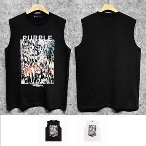 2024 Sommer New Purple Vest ZJBPur004 Graffiti Print Weste R96W90 High Street Retro Casual ärmellose T-Shirt