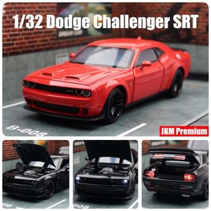 Diecast Model Cars 1/32 Dodge Challenger SRT TOY CAR MODEL JKM DIESEL MINI 1 32ドアオープンサウンドアンドライトビークルシリーズCHILDRENS GIFTL2405