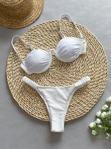 Swimwear femminile 2024 Sexy Underwire Push Up Bikini Bianco in due pezzi costume da bagno Bikini Set di bikini