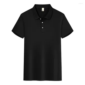 Men's Polos High End Brand Classic Solid Color Short Mangueta Polo Camisa 2024 Verão confortável Silk Ice Casual Business T-shirt