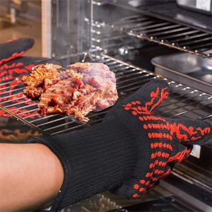 Gloves BBQ Gloves Silicone HeatResistant Glove Kitchen Microwave Oven Mitts Fireproof And NonSlip Barbecue Gloves