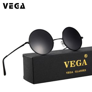 Солнцезащитные очки Vega Polarized 80 -х годов ретро -круглые очки мужчины Женские металлические винтажные линзы Hippie Circle 8024 2350