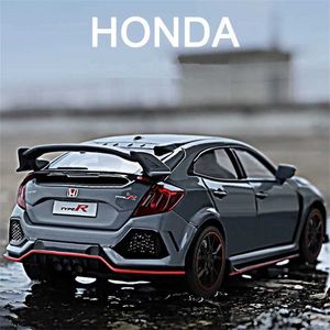 Diecast Model Cars 1 32 Honda Civic Type-R Alloy Car Model Die-Casting and Toy Car Metal Sports Car Model Sound and Lighting Series Giftsl2405