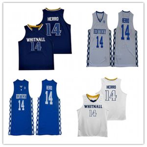 Män 14 Tyler Herro Whitnall High School Basketball Jersey Stitched Navy White Blue Kentucky Wildcats Tyler Herro College Maillot de Bas 317o