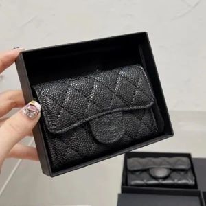 Plånböcker designer plånbok 10a kaviar cc väska kort hållare kvinnors läder plånbok klaff plånbok mynt handväska nyckelhållare liten lyxväska dragkedja w