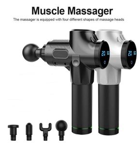 Elektrische Muskelmassagebaste Faszien Waffen Muskeln Entspannung Fitnessausrüstung Gewebemassage Pistole Massager 4 Köpfe mit Bag1215779