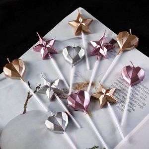 3pcs Kerzen Fünf speicherte Star Pentagram alles Gute zum Geburtstag Liebe Valentine Day Kuchen Kerzenkindertag kreative Party Star Kerzendekoration