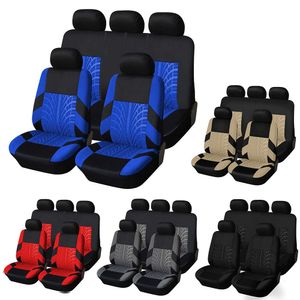 Nytt broderi set Universal Fit De flesta omslag med däckspårdetalj Styling Car Seat Protector för 5 platser bilar