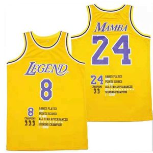 Men's T-Shirts BG Basketball Jerseys LEGEND 24 MAMBA Jersey Digital printing High-Quty Outdoor Sports Five Champions Yellow 2023 New T240506