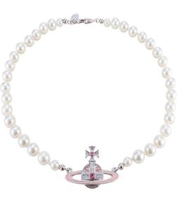Pink Lacquered Saturn Pearl Necklace NANA Same Style Necklace Pink Saturn Lacquered Pearl Necklace4070007