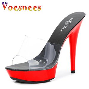 Candy Colors High Heels Schuhe Frauen Plattform Sandalen Sommer PVC Objektträger wasserdicht 13 cm dicker Nachtclub sexy Highheeled 240506