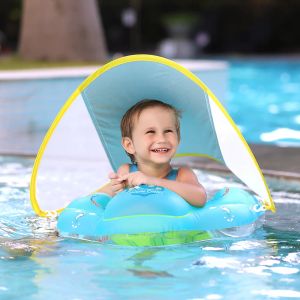 Blockerar baby simning float med tak i Ierable spädbarn flytande ring barn badbassänger