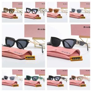 Designer Miui Sunglasses Women Personality Mirror Leg Metal Large Letter m Design Multicolor Cat Eye Brand Glasses with Box XQH3