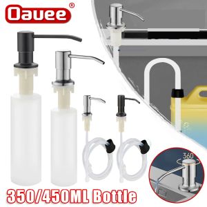 Bottles Kitchen Sink Soap Dispenser Pump 300/450ML Liquid Soap Bottle Stainless Steel Head Hand Press Dispenser With Tube Hose Kit