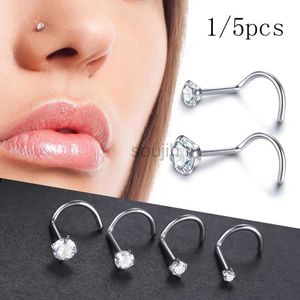 Body Arts 1PC Implantat Titan -Nasenstudent Ring Set rund CZ Kristall Nase Piercings 1,5/2/2,5/3 mm Schraube Nasenloch Piercing Ohrring Schmuck 20G D240503