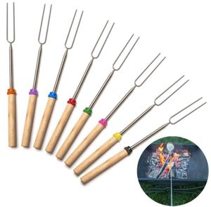 Telescoping Marshmallow Dog Roasting Sticks Stainless Steel BBQ Tools SkewersExtending Roaster With Wooden Handle2735594