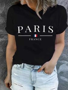 Женская футболка Paris Print Fut Fit Fort с коротким рукавам, вырезка для экипажи