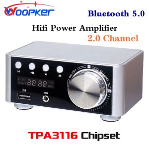 Amplificador Woopker HiFi Power amplificador TPA3116 50WX2 Channel 2.0 Bluetooth 5.0 Digital Home Audio Amp USB Udisk TF Aux Music Player