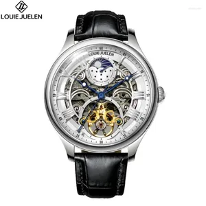 Zegarek zegarek mechaniczny Zegarek Mężczyźni Automatyczne turbillon męskie zegarki Wodoodporne ELOJ HOMBRE Skórzane zegar męski zegar na rękę 3D na rękę 3D