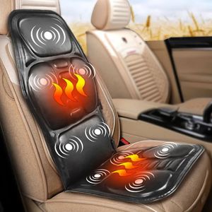 Portable Electric 9 Motoruppvärmning som vibrerar tillbaka stol i Cussion Car Massager Home Office Lumbal Neck Madrass Pain Relief Mat 240426