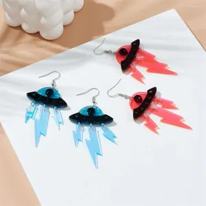 Dangle Earrings UFO Creative Decorative Pink Stud Alien Acrylic Jewelry Accessories Birthday Day Gift