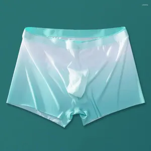 Underpants Men Briefs Gradient Color Ice Silk Mid-rise Underwear U-convex Slim Fit High Elasticity Panties Male Intimates Wear For Daily