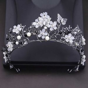 Opaski na głowę kwiat kwiat Wedding Crown woda imitacja Pearfly Tiaras Tiaras Hair Bridal Ball Fair Akcesoria ślubne Q240506