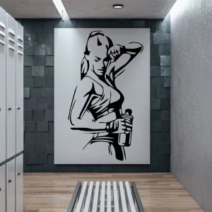 Stickers Gym Woman Wall Sticker Sport Motivation Workout Fitness Motivation Interior Decor GYM Decals Removable Wallpaper Poster S004