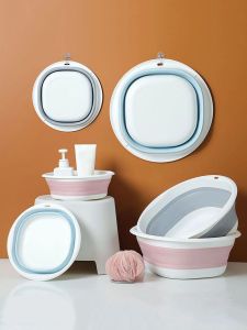 Bacini bacini pieghevoli portatili lavano i lavandini pieghevole vasca in plastica in plastica baby bacino vasca per lavanderia vasca da bagno appeso accessori cucina