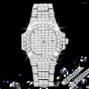 ساعة معصم أزياء 40 مم ساعة لرجال الهيب هوب باغفرت الماس الساعات المثلجة المثلجة على Quartz Wristwatch Man Crystal Bracelet Jewelry المجوهرات