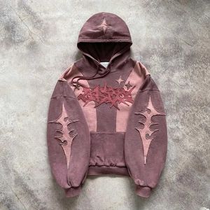 Jackets masculinos harajuku angústia trabalha com capuz de moda feminino y2k góticos estrela de moda gótica Sorto de moletom masculino