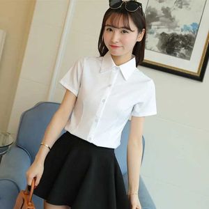 Koszulka damska koreańska moda biała koszula damska jesienna koszula z krótkim rękawem Ultra-cień biurowa koszula damska koszulka s-5xl Student Shirt damska dressl2405