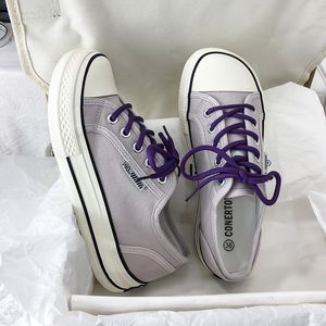 2024 Nuove scarpe in tela in lino autunnale scarpe casual a basso taglio scarpe versatili di scarpe viola gai