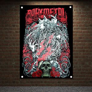 Aksesuarlar Rock Band Poster Banners Flags Korkunç Kanlı Heavy Metal Müzik Poster Goblen Asılı Boyama Arka Plan Dekor Bebek Babymetal