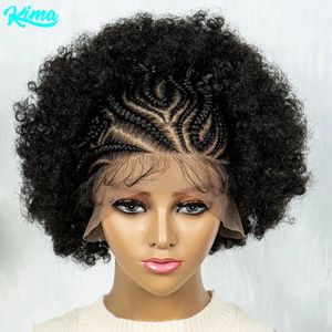 13x6 koronkowe frontowe peruki Afryka Syntetyczna koronkowa front z dziecięcymi włosami dla czarnych kobiet Kinky Curly Fair Peruki 240430