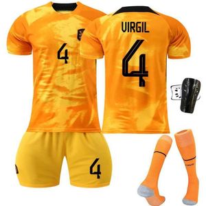 Futbol Jersey 2223 Hollanda Evi Turuncu No. 4 Van Dik 10 Memphis 21 De Jong Futbol Kiti Dünya Kupası Forması Seti