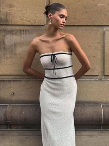 Casual Dresses Holiday Women Strapless Slim Dress for White Sleeveless Spring Autumn High Quality Long Maxi Beach