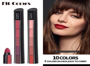 Fit Colors Matte 5 color Lipstick Set Velvet Nonstick Lips Gloss Long Lasting Waterproof Sexy Red Lip Stick1033264