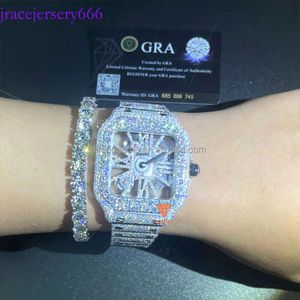 Bust Down Down 41mm MENS MECÂNICOS RELÓGIOS MONOMB Conjunto VVS Moissanite Hip Hop Iced Out Watch