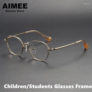 Solglasögon ramar barn Pure Titanium Ultralight Glass Rame Student Retro Square Recept Gelglas