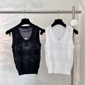 Kvinnors t-shirt designer sommar ny produkt liten doftande vindfjäril vatten diamant ihålig stickad tank top för kvinnor 0kqp