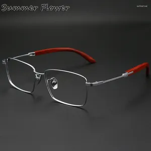 Óculos de sol enquadra homens de alta qualidade pura titânio óculos ópticos IP A vácuo de revestimento de luz de prescrição de prescrição com moldura Óculos de 148mm perna