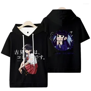 Magliette da uomo anime komi non può comunicare san wa komyushou desu shouko cosplay estate camicia con cappuccio con cappuccio con cappuccio da donna top