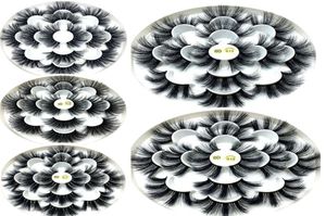 7 par 3D Mink False Eyelashes 25 mm långa fransar Tjock wispy fluffig handgjorda ögonmakeupverktyg för skönhet7099732