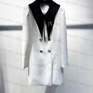 Luxury designer women's jacket Early Spring New Celebrity Little Wind Bow brooch Fashionable Pointed Neck Contrast Color Suit Coat