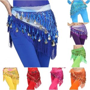 Scene Wear Women Belly Dance Hip Scarf Accessories Belt kjol med guld Bellydance Tone Midje kedja Wrap vuxen