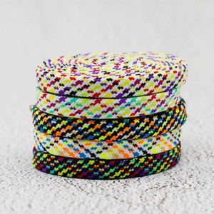 Shoe Parts Weiou Lace 7MM Canvas Leisure Street Walking Well Weaving Tape Multi-Colors Mixed Polyester Flat Cordon Children Accessory