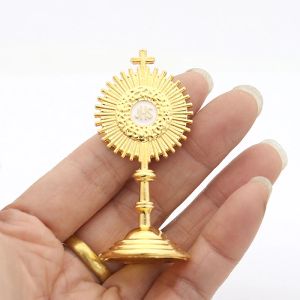 Dekor katholische christliche Gemeinschaft Statue Gold Jesus Hominum Salvator Home Office Tisch Dekoration Kreuz Figur Religion Geschenk