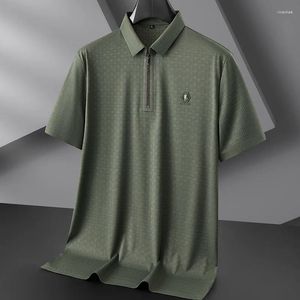 Men's Polos Plus Size 7XL Summer Zipper Polo Shirts High Quality Short Sleeve Solid Color Turn Down Collar Casual Loose Male T-shirts